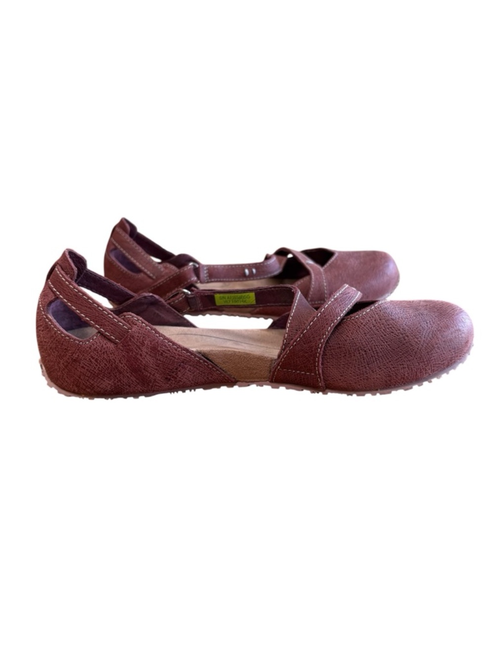 AHNU WOMENS CROSS STRAP MARY JANE FLATS MAUVE 7 NARROW - Picture 7 of 9